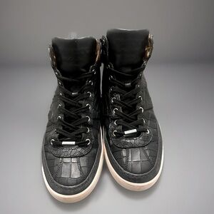 Jimmy Choo Croc-Embossed Black Sneakers